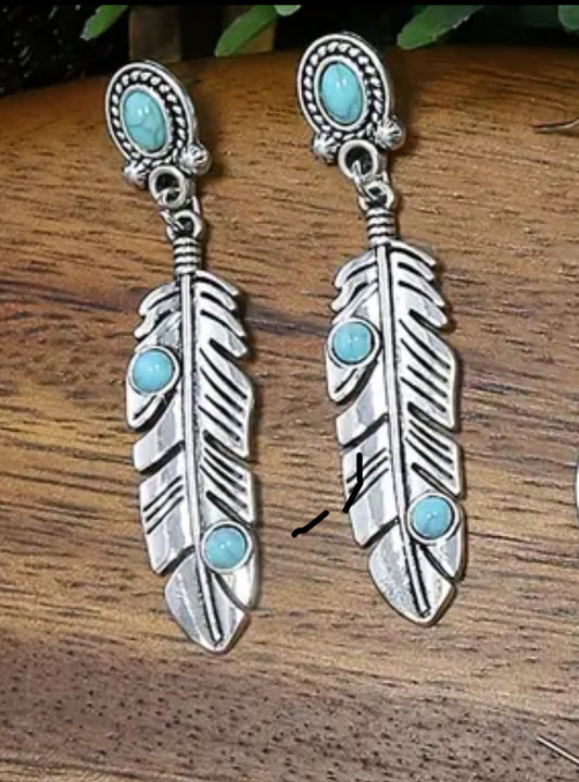 stainless and turquoise earring