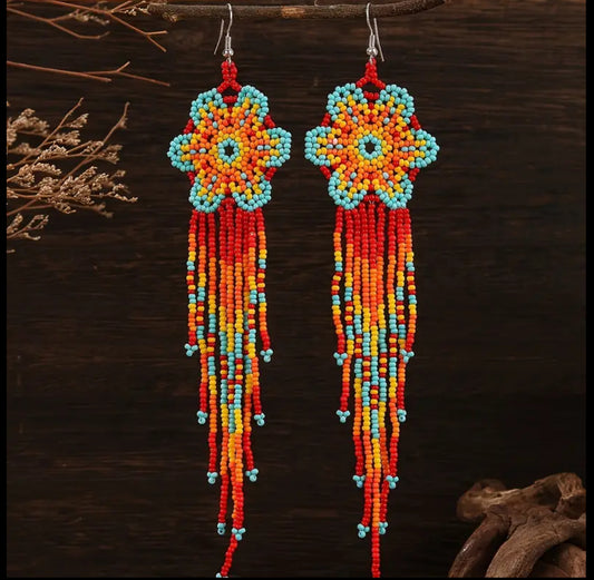 beaded flower earring